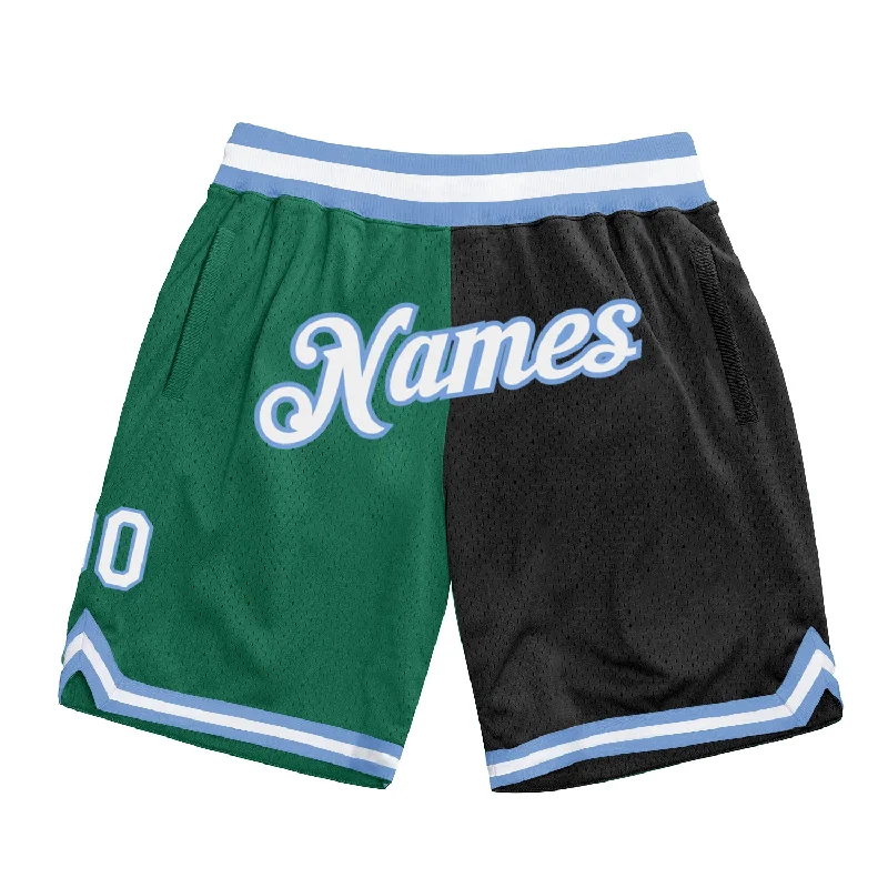 One Size Kelly Green White-Black Authentic Throwback Split Fashion Basketball Shorts