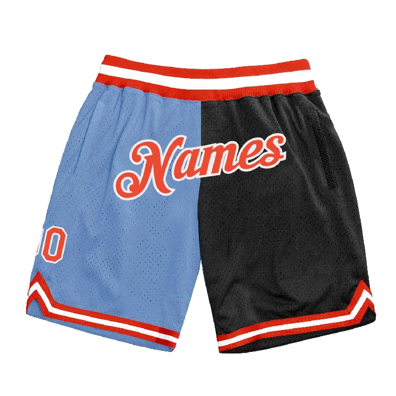 Chic And Casual Unisex Fashion Trends One Size Light Blue Orange-Black Authentic Throwback Split Fashion Basketball Shorts Chic And Casual Unisex Fashion Trends One Size Light Blue Orange-Black Authentic Throwback Split Fashion Basketball Shorts
