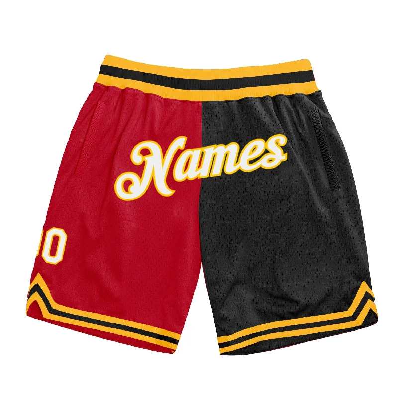 Effortless And Modern Unisex Dressing One Size Red White-Black Authentic Throwback Split Fashion Basketball Shorts Effortless And Modern Unisex Dressing One Size Red White-Black Authentic Throwback Split Fashion Basketball Shorts