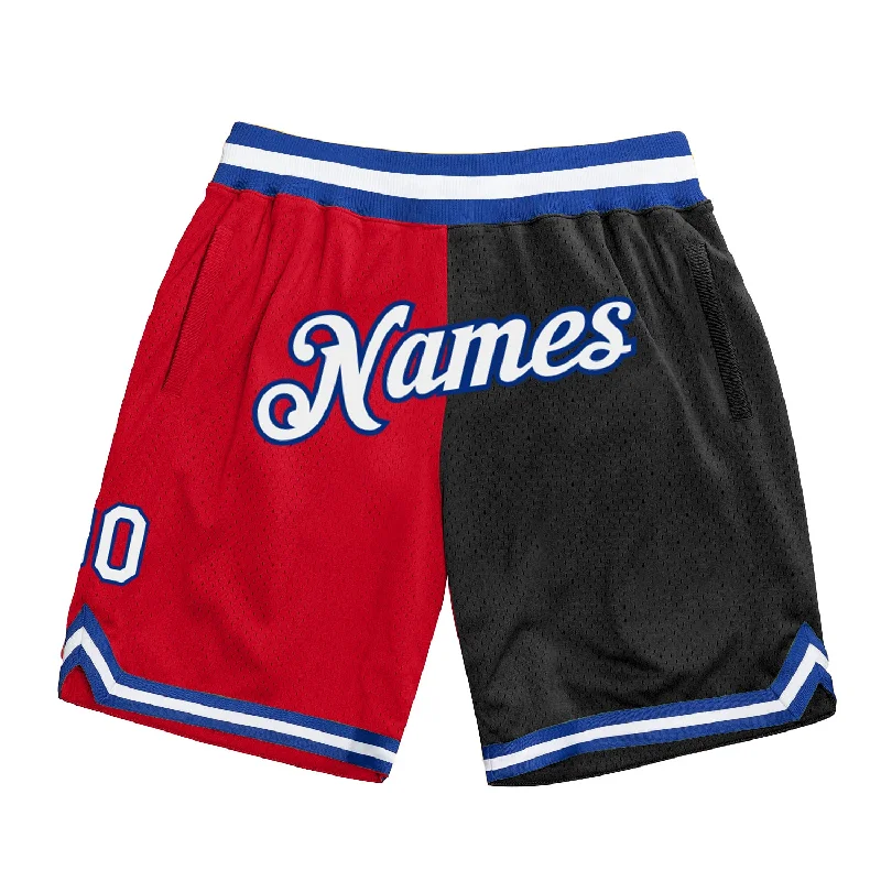 One Size Red White-Black Authentic Throwback Split Fashion Basketball Shorts