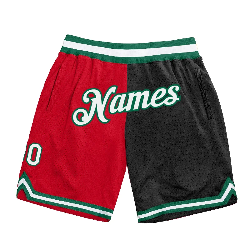 One Size Red White-Black Authentic Throwback Split Fashion Basketball Shorts