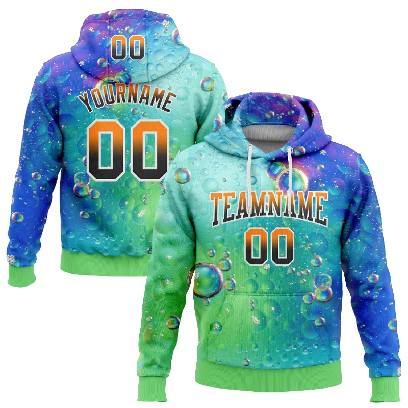 Casual Yet Sophisticated Unisex Fashion One Size Thunder Blue Bay Orange Black-Neon Green Fade 3D Pattern Design Colorful Bubbles Sports Pullover Sweatshirt Hoodie