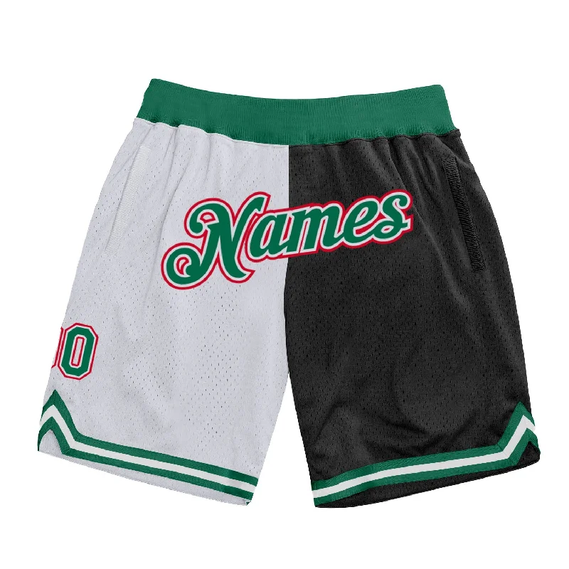 Lightweight And Breathable Unisex Wear One Size White Kelly Green-Black Authentic Throwback Split Fashion Basketball Shorts Lightweight And Breathable Unisex Wear One Size White Kelly Green-Black Authentic Throwback Split Fashion Basketball Shorts