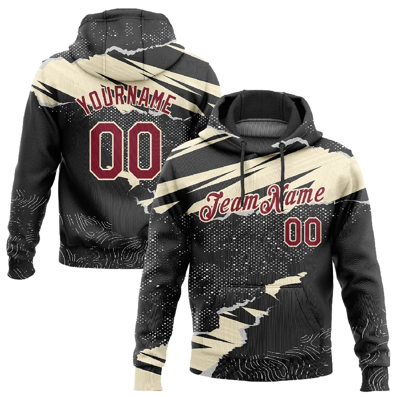 Chic And Casual Unisex Fashion Trends One Size Black Crimson-Cream 3D Pattern Design Torn Paper Style Sports Pullover Sweatshirt Hoodie Chic And Casual Unisex Fashion Trends One Size Black Crimson-Cream 3D Pattern Design Torn Paper Style Sports Pullover Sweatshirt Hoodie