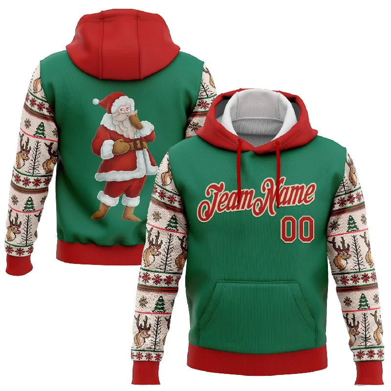 Effortless And Modern Unisex Dressing One Size Kelly Green Red-Cream Christmas 3D Sports Pullover Sweatshirt Hoodie Effortless And Modern Unisex Dressing One Size Kelly Green Red-Cream Christmas 3D Sports Pullover Sweatshirt Hoodie