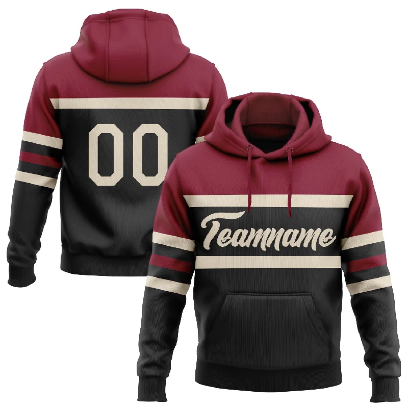 Minimalist Unisex Fashion Must-Haves One Size Black Cream-Crimson Line Sports Pullover Sweatshirt Hoodie Minimalist Unisex Fashion Must-Haves One Size Black Cream-Crimson Line Sports Pullover Sweatshirt Hoodie