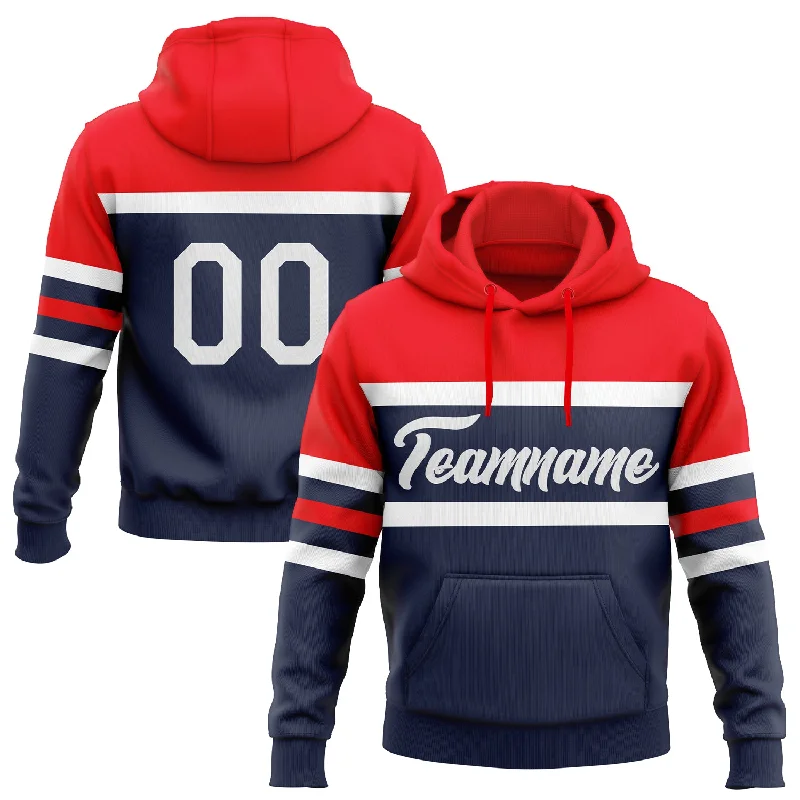 Contemporary Gender-Free Clothing Styles One Size Navy White-Fire Red Line Sports Pullover Sweatshirt Hoodie Contemporary Gender-Free Clothing Styles One Size Navy White-Fire Red Line Sports Pullover Sweatshirt Hoodie