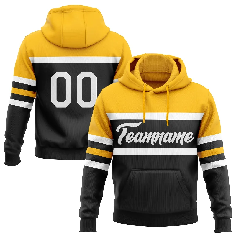 Urban-Inspired Unisex Fashion Trends One Size Black White-Gold Line Sports Pullover Sweatshirt Hoodie Urban-Inspired Unisex Fashion Trends One Size Black White-Gold Line Sports Pullover Sweatshirt Hoodie