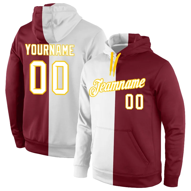 Versatile And Stylish Unisex Apparel One Size Crimson White-Gold Split Fashion Sports Pullover Sweatshirt Hoodie Versatile And Stylish Unisex Apparel One Size Crimson White-Gold Split Fashion Sports Pullover Sweatshirt Hoodie