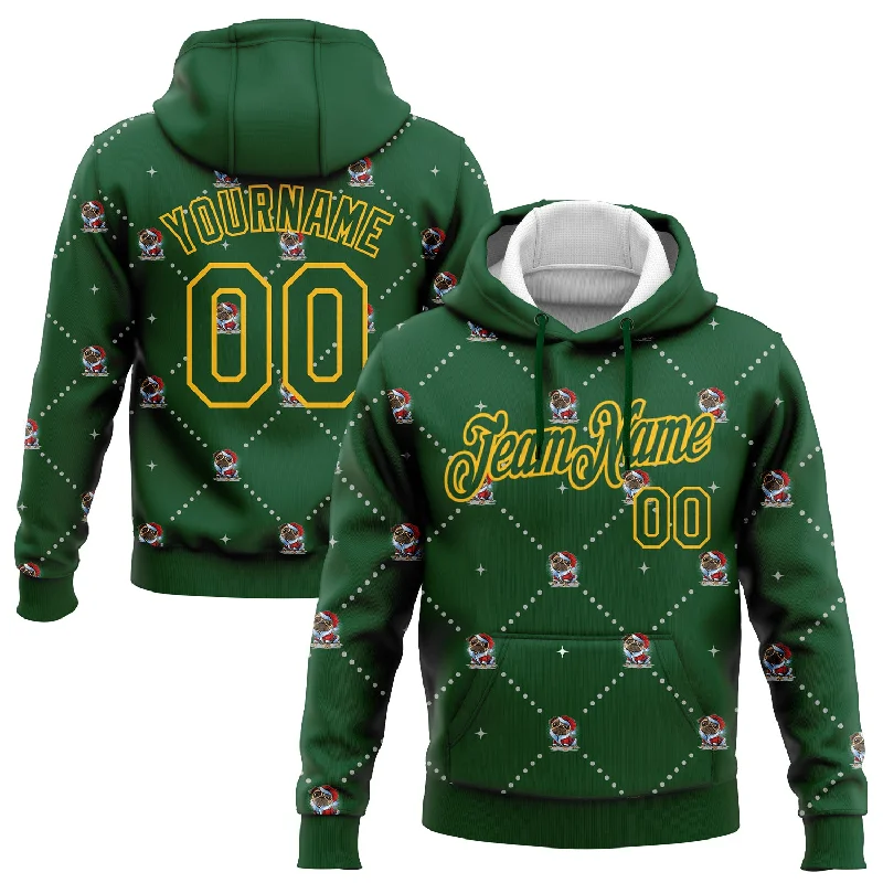 Classic And Timeless Unisex Style One Size Green Gold Christmas Dog Wearing Santa Claus Costume 3D Sports Pullover Sweatshirt Hoodie Classic And Timeless Unisex Style One Size Green Gold Christmas Dog Wearing Santa Claus Costume 3D Sports Pullover Sweatshirt Hoodie