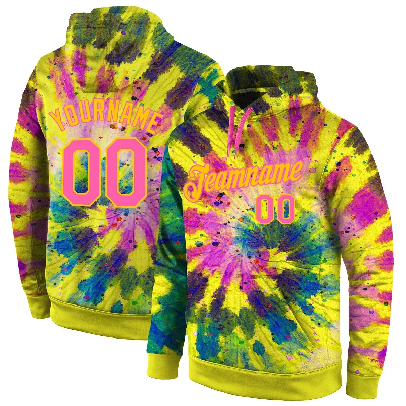 One Size Tie Dye Pink-Gold 3D Pattern Design Sports Pullover Sweatshirt Hoodie