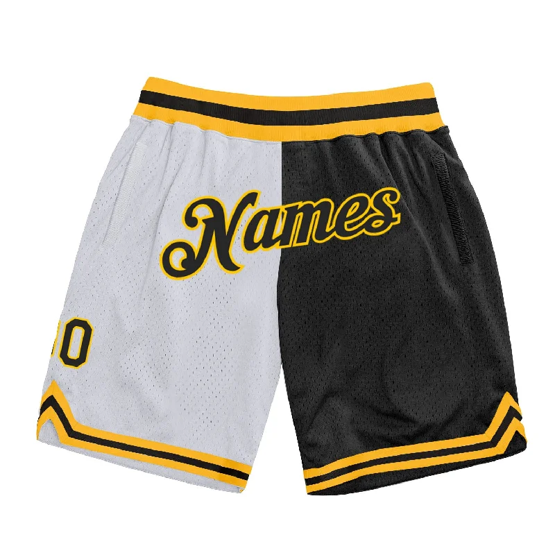 Minimalist Unisex Fashion Essentials One Size White Black-Gold Authentic Throwback Split Fashion Basketball Shorts Minimalist Unisex Fashion Essentials One Size White Black-Gold Authentic Throwback Split Fashion Basketball Shorts