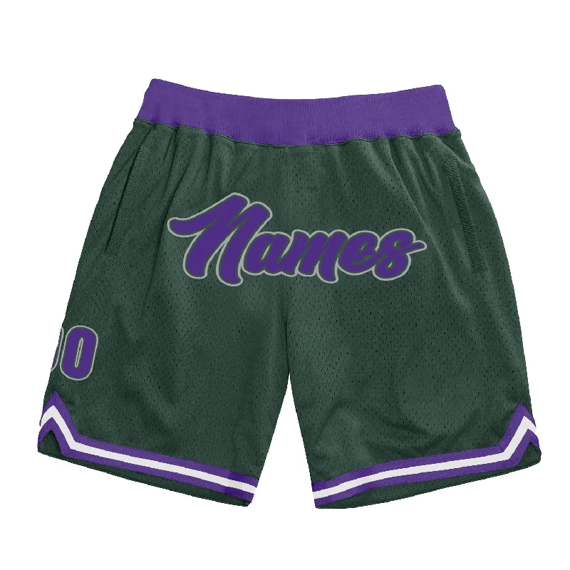 Gender-Neutral Fashion For Everyday Style One Size Hunter Green Purple-Gray Authentic Throwback Basketball Shorts Gender-Neutral Fashion For Everyday Style One Size Hunter Green Purple-Gray Authentic Throwback Basketball Shorts
