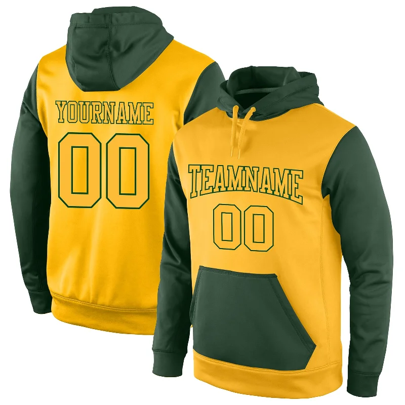 One Size Gold Gold-Green Sports Pullover Sweatshirt Hoodie