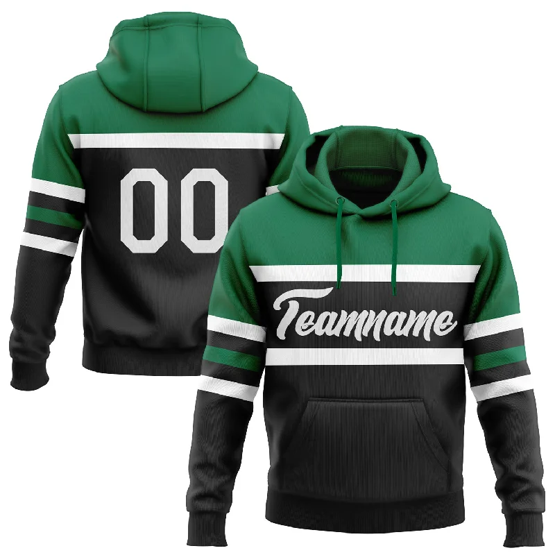Breathable And Lightweight Unisex Wear One Size Black White-Kelly Green Line Sports Pullover Sweatshirt Hoodie Breathable And Lightweight Unisex Wear One Size Black White-Kelly Green Line Sports Pullover Sweatshirt Hoodie