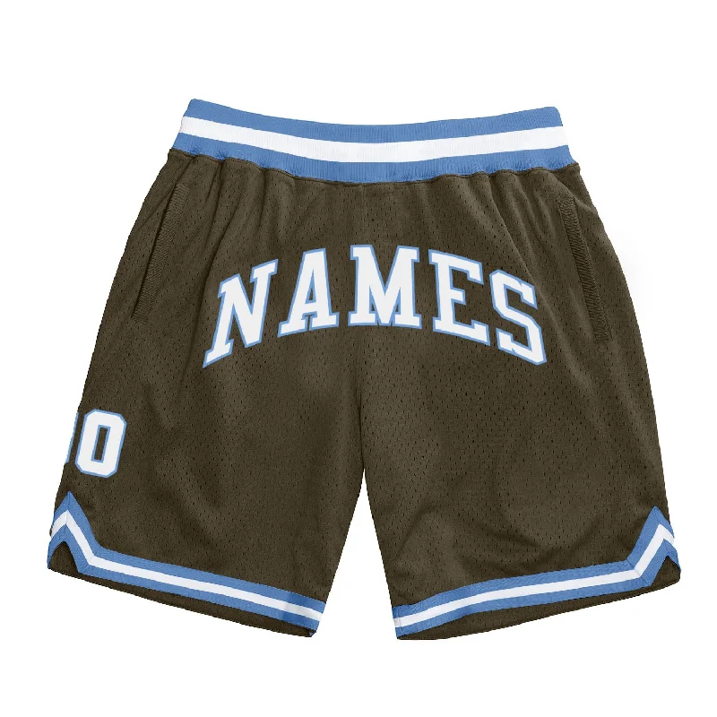 One Size Olive White-Light Blue Authentic Throwback Salute To Service Basketball Shorts