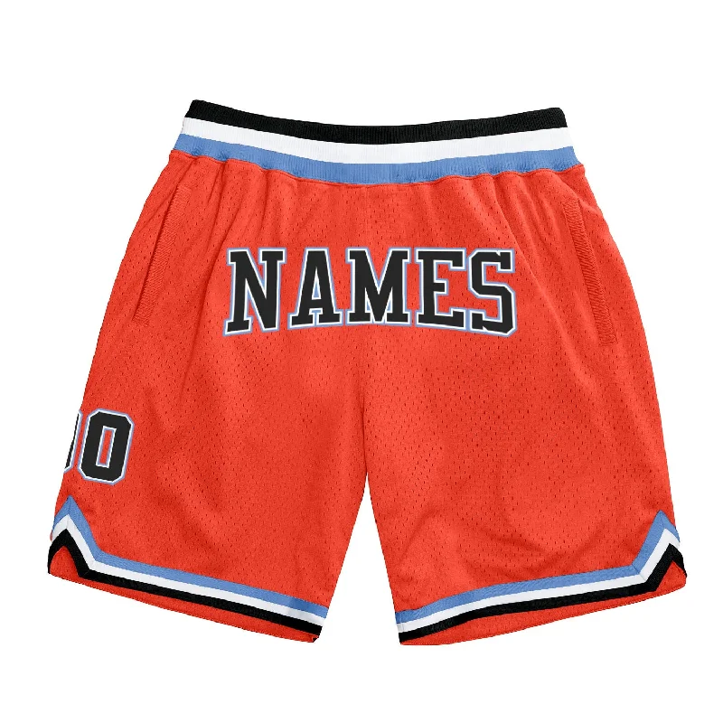 One Size Orange Black-Light Blue Authentic Throwback Basketball Shorts