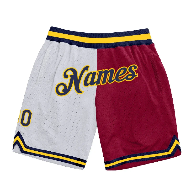 Versatile Unisex Layering Pieces One Size White Navy-Maroon Authentic Throwback Split Fashion Basketball Shorts Versatile Unisex Layering Pieces One Size White Navy-Maroon Authentic Throwback Split Fashion Basketball Shorts