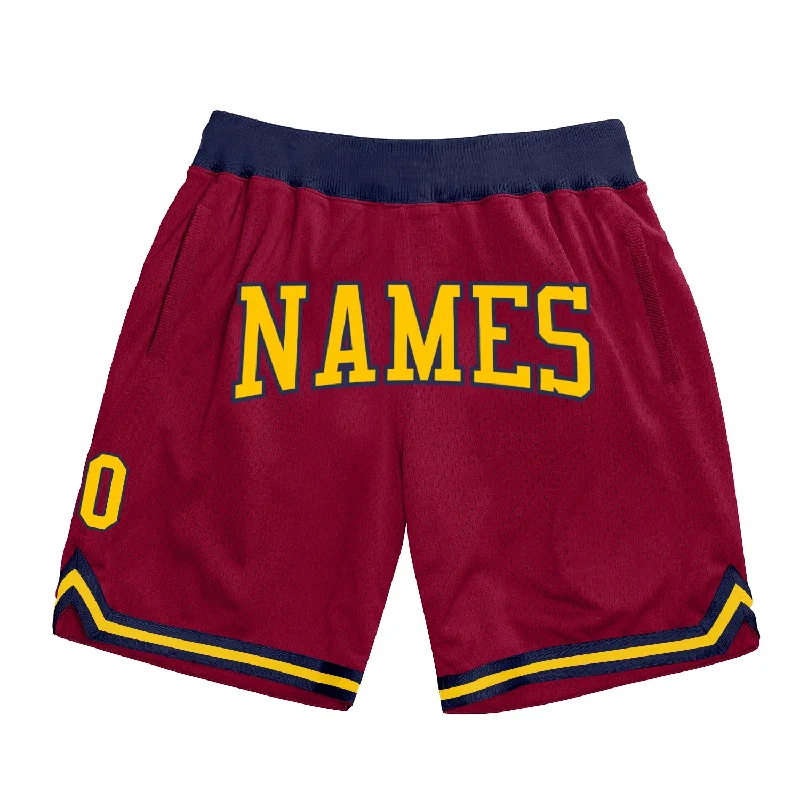 Versatile Clothing For All Genders One Size Maroon Gold-Navy Authentic Throwback Basketball Shorts Versatile Clothing For All Genders One Size Maroon Gold-Navy Authentic Throwback Basketball Shorts