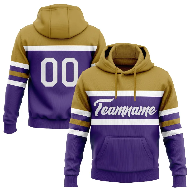 Trendy Unisex One Size Purple White-Old Gold Line Sports Pullover Sweatshirt Hoodie