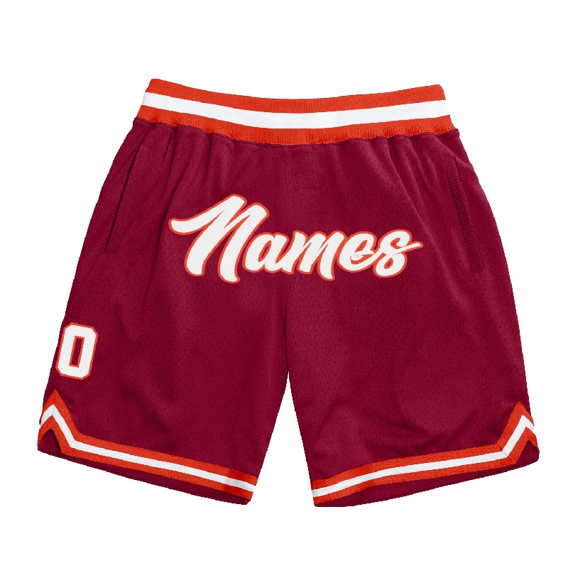 Versatile Gender-Free Wardrobe Essentials One Size Maroon White-Orange Authentic Throwback Basketball Shorts Versatile Gender-Free Wardrobe Essentials One Size Maroon White-Orange Authentic Throwback Basketball Shorts