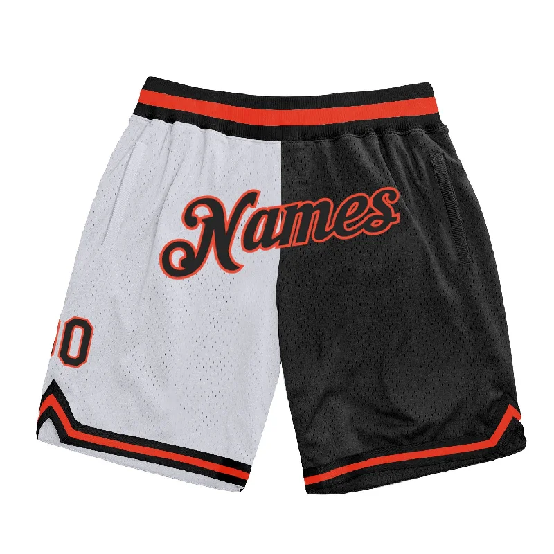 Stylish Unisex Outfit Ideas One Size White Black-Orange Authentic Throwback Split Fashion Basketball Shorts Stylish Unisex Outfit Ideas One Size White Black-Orange Authentic Throwback Split Fashion Basketball Shorts