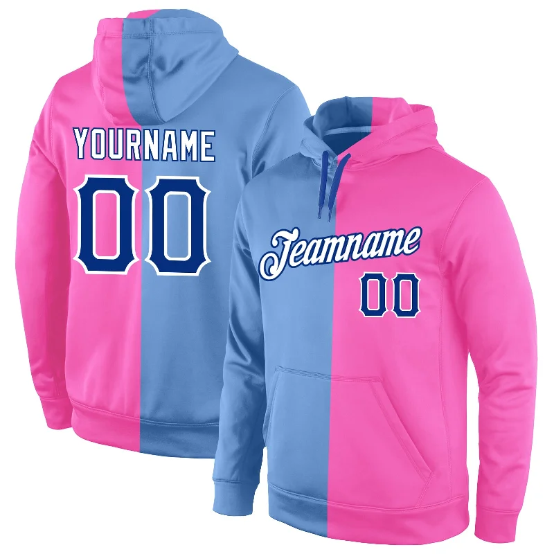 Urban-Inspired Unisex Fashion Trends One Size Light Blue Royal-Pink Split Fashion Sports Pullover Sweatshirt Hoodie