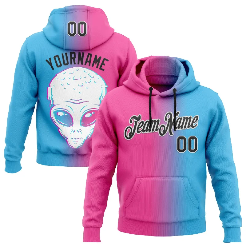 Unisex Everyday Fashion Essentials One Size Sky Blue Black-Pink 3D Halloween Gradient Sports Pullover Sweatshirt Hoodie