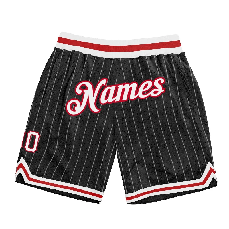 Modern Unisex Wardrobe Staples One Size Black White Pinstripe White-Red Authentic Basketball Shorts Modern Unisex Wardrobe Staples One Size Black White Pinstripe White-Red Authentic Basketball Shorts
