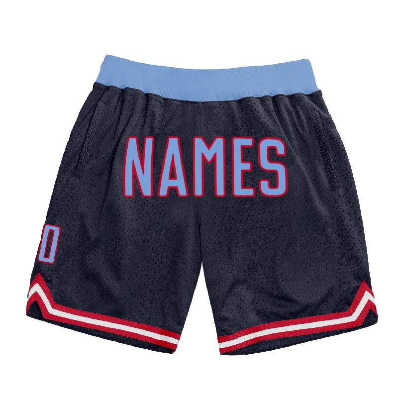 One Size Navy Light Blue-Red Authentic Throwback Basketball Shorts