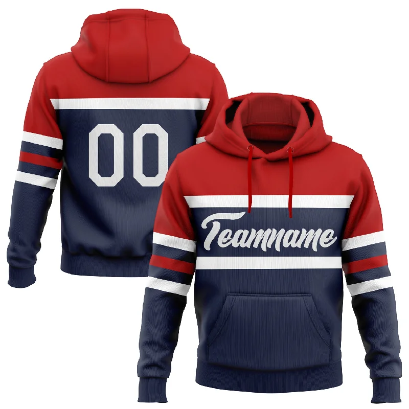 Comfortable And Stylish Unisex Outfits One Size Navy White-Red Line Sports Pullover Sweatshirt Hoodie Comfortable And Stylish Unisex Outfits One Size Navy White-Red Line Sports Pullover Sweatshirt Hoodie