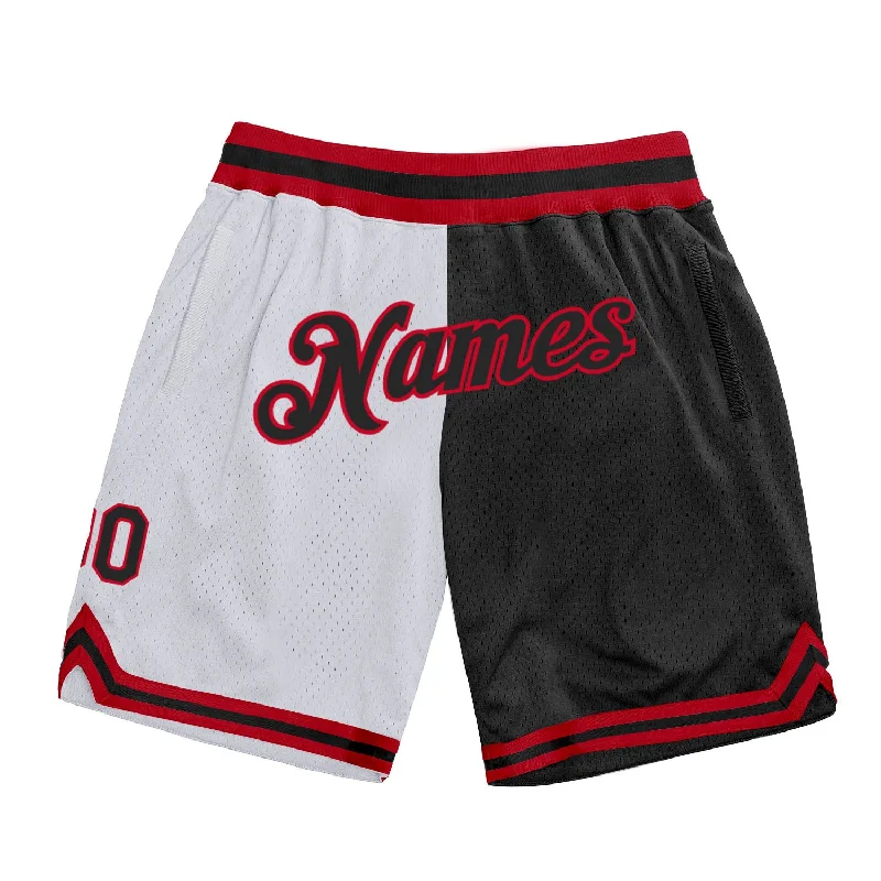 Everyday Wear For Men And Women One Size White Black-Red Authentic Throwback Split Fashion Basketball Shorts Everyday Wear For Men And Women One Size White Black-Red Authentic Throwback Split Fashion Basketball Shorts