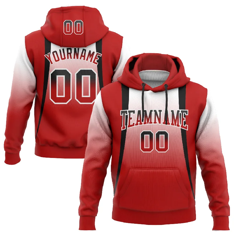 Oversized And Relaxed Unisex Fashion One Size White Black-Red Fade Fashion Line Sports Pullover Sweatshirt Hoodie Oversized And Relaxed Unisex Fashion One Size White Black-Red Fade Fashion Line Sports Pullover Sweatshirt Hoodie