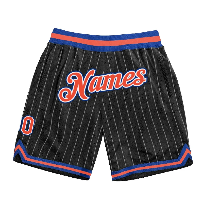 Sustainable Gender-Neutral Apparel One Size Black White Pinstripe Orange-Royal Authentic Basketball Shorts Sustainable Gender-Neutral Apparel One Size Black White Pinstripe Orange-Royal Authentic Basketball Shorts