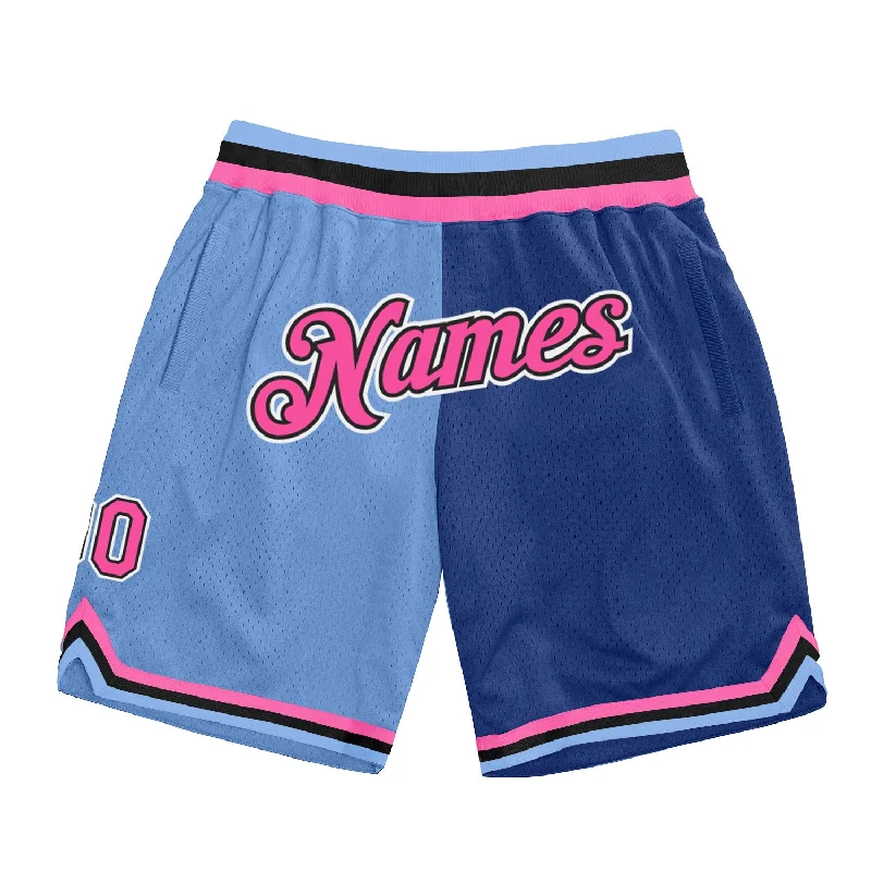Versatile And Stylish Unisex Apparel One Size Light Blue Pink-Royal Authentic Throwback Split Fashion Basketball Shorts