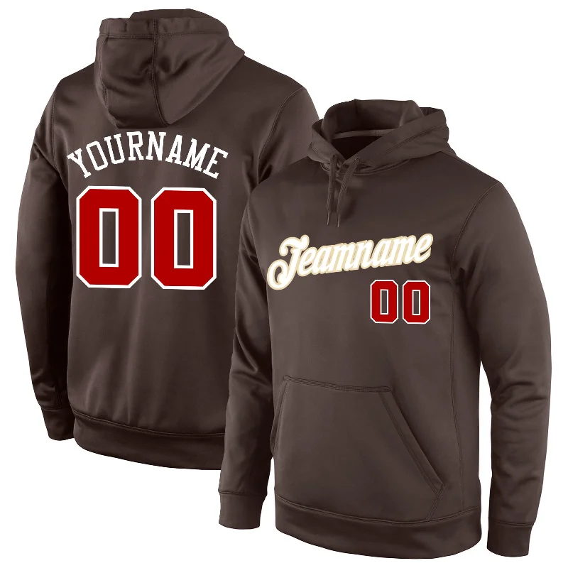 Sleek And Stylish Unisex Outerwear One Size Brown Red-White Sports Pullover Sweatshirt Hoodie Sleek And Stylish Unisex Outerwear One Size Brown Red-White Sports Pullover Sweatshirt Hoodie