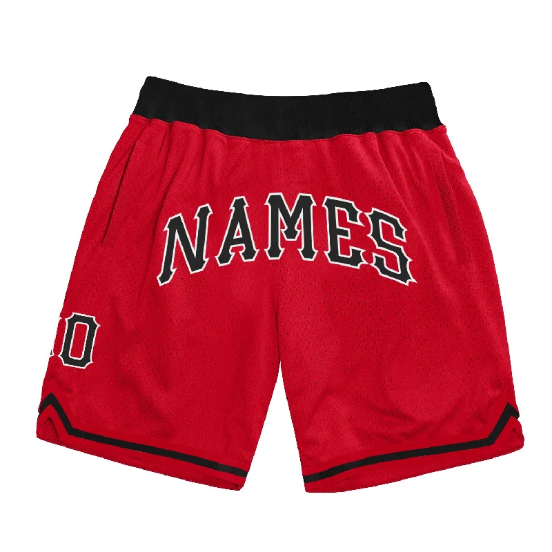 One Size Red Black-White Authentic Throwback Basketball Shorts