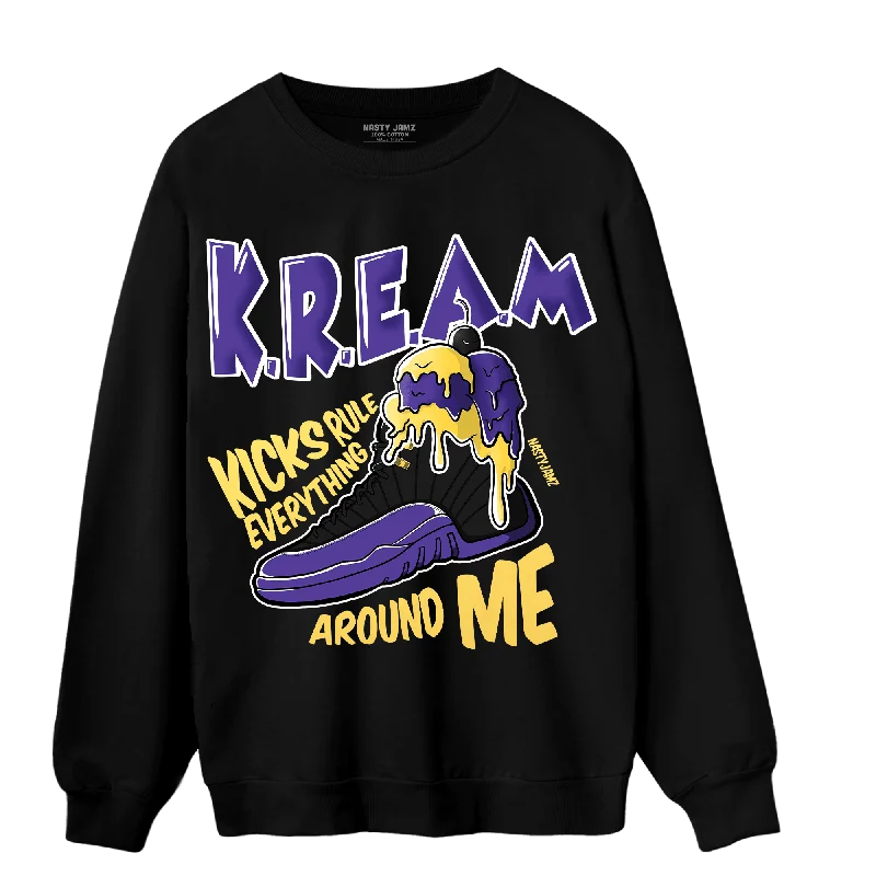 Modern Unisex Streetwear Outfits NastyJamz Field Purple 12s Sweatshirt Match Kream Sneaker