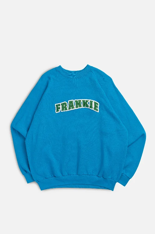 Trendy Unisex Streetwear Fashion Frankie Upcycled Varsity Sweatshirt - L