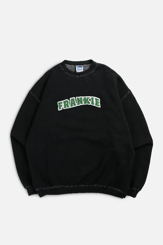 Sleek And Stylish Unisex Outerwear Frankie Upcycled Varsity Sweatshirt - L, XXL