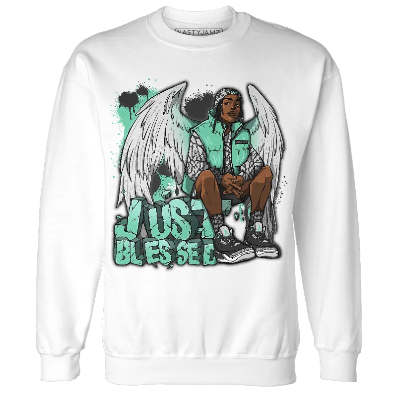 Casual Yet Sophisticated Unisex Fashion NastyJamz Green Glow 3s Sweatshirt Match Just Blessed Casual Yet Sophisticated Unisex Fashion NastyJamz Green Glow 3s Sweatshirt Match Just Blessed