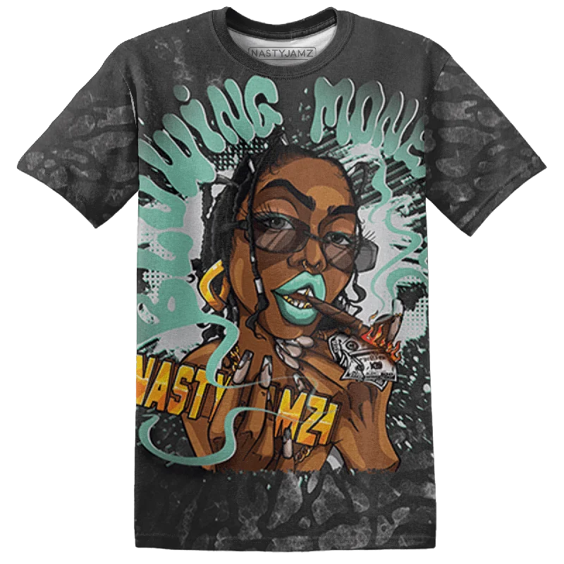 The Latest Trends NastyJamz Green Glow 3s T-Shirt Match Blowing Money Fast Girl All-Over Print