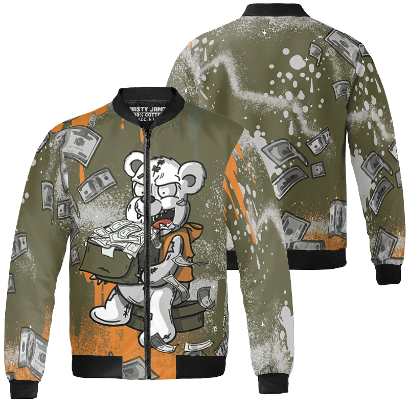 Urban Fashion NastyJamz Olive 5s Jacket Match Cash Money Splash Paint All-Over Print