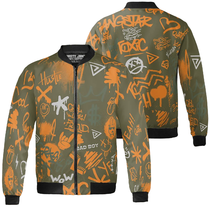 Budget-Friendly Fashion NastyJamz Olive 5s Jacket Match Graffiti King Doodle Style All-Over Print