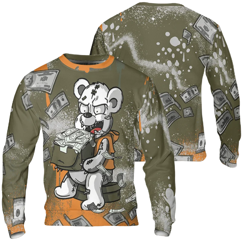 Evening Elegance NastyJamz Olive 5s Sweatshirt Match Cash Money Splash Paint All-Over Print
