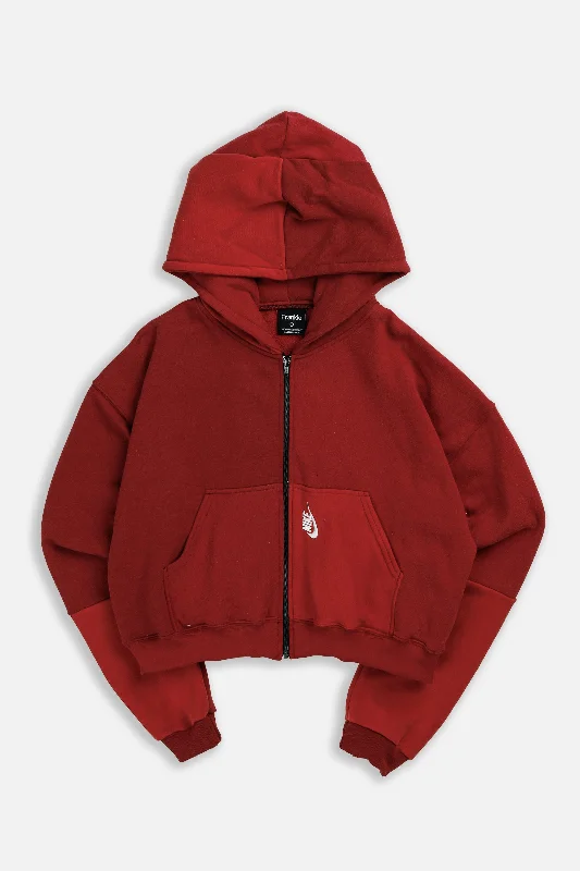 Chic And Casual Unisex Fashion Trends Rework Nike Crop Zip Hoodie - L