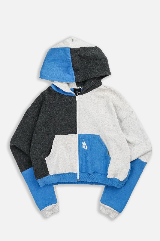 Versatile Gender-Free Wardrobe Essentials Rework Nike Crop Zip Hoodie - M