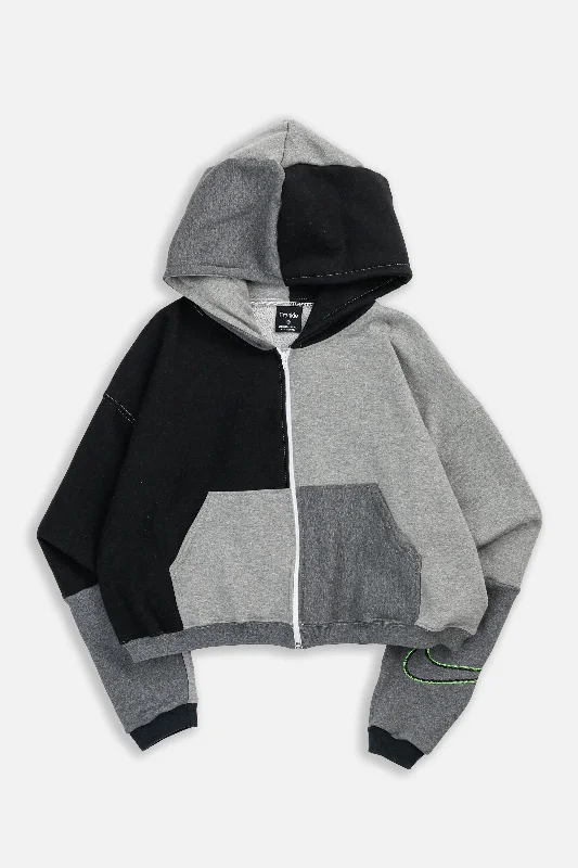 Functional And Stylish Unisex Outerwear Rework Nike Crop Zip Hoodie - XL