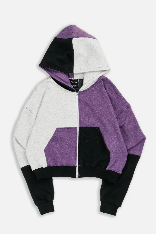 Unisex Casual Wear For All Seasons Rework Nike Crop Zip Hoodie - XS
