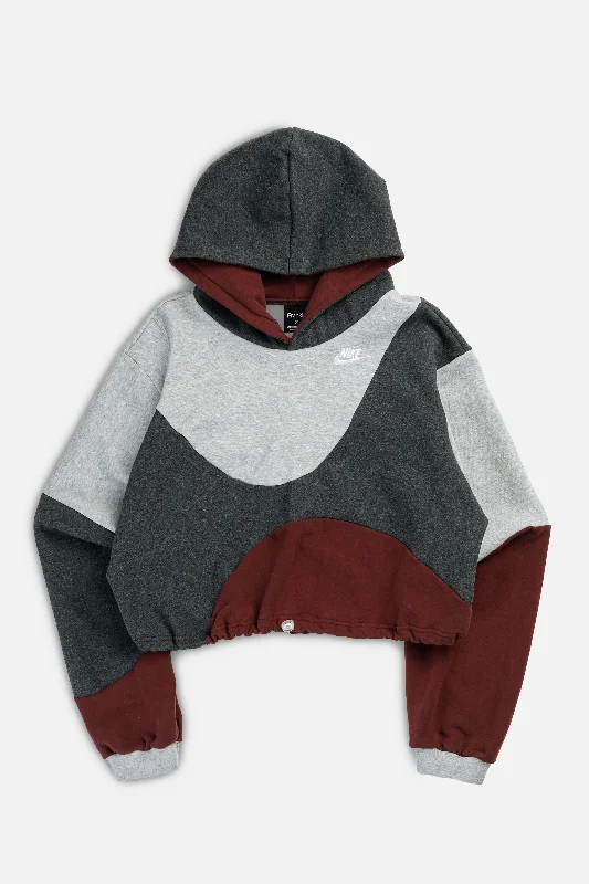 Sleek And Stylish Unisex Outerwear Rework Nike Wave Crop Sweatshirt - L